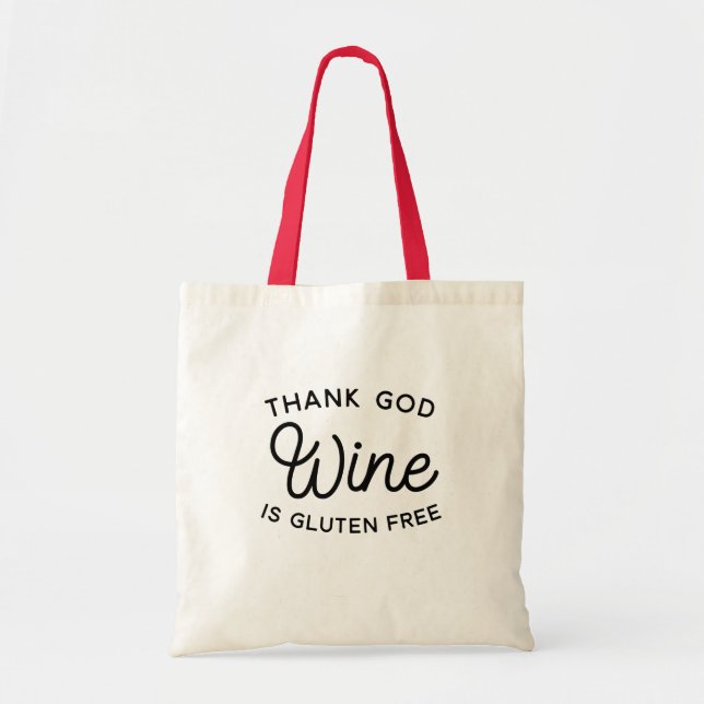 Funny wine tote bag, Gluten Free (Front)
