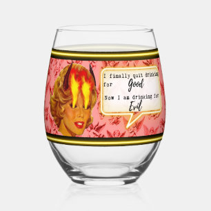 Funny Wineglass Best Friend Gift "Evil" Stemless Wine Glass