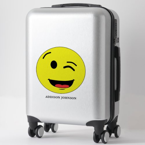 Funny Wink  Smile Emoji Yellow Face Add Name 14 Sticker