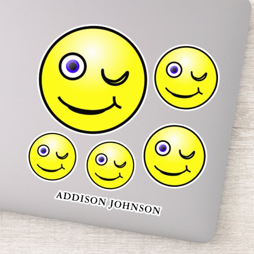 Funny Wink  Smile Emoji Yellow Faces Add Name 8 Sticker