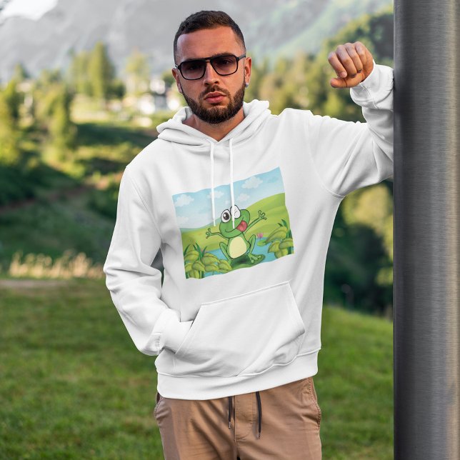 Funny Winking Frog on Lily Pad Pond Hoodie (Creator Uploaded)