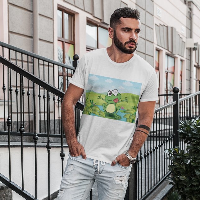 Funny Winking Frog on Lily Pad Pond T-Shirt (Creator Uploaded)