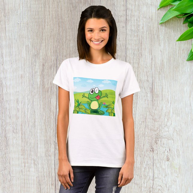 Funny Winking Frog on Lily Pad Pond T-Shirt (Creator Uploaded)