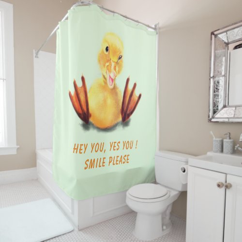 Funny Winking Yellow Duck Shower Curtain Your Text