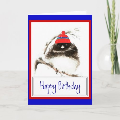 Funny Winter Birthday with Cute Winter Chilly Bird Card