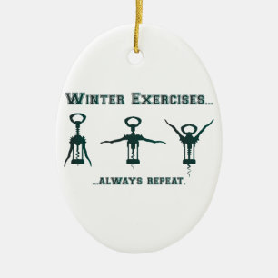 Funny Winter Exercises Ceramic Ornament
