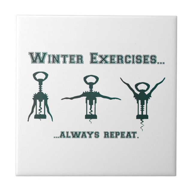 Funny Winter Exercises Ceramic Tile (Front)