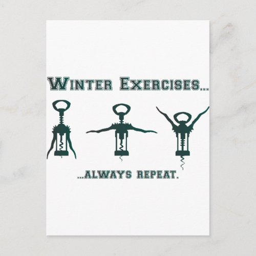 Funny Winter Exercises Postcard
