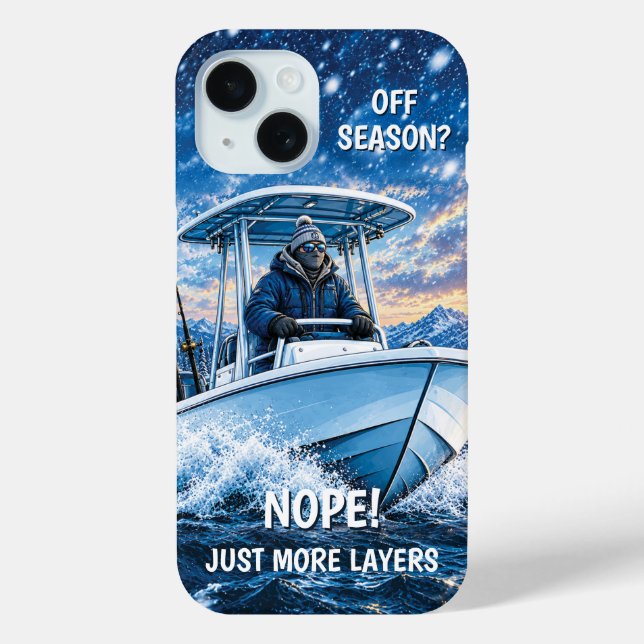 Funny Winter Fishing Personalized iPhone 15 Case (Back)