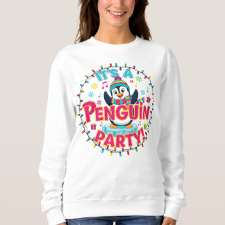 Funny Winter Hoodie with Dancing Penguin & Holiday