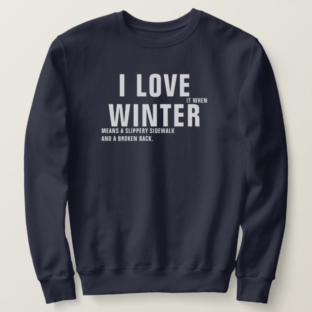 Funny Winter Quote Men's Navy Blue Sweater (Design Front)