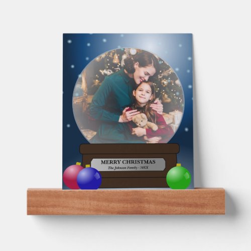 Funny Winter Snow Globe with Your Photo Christmas Picture Ledge