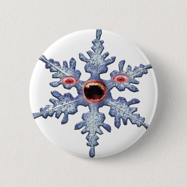 Funny Winter Snowflake Zombie Pinback Button (Front)