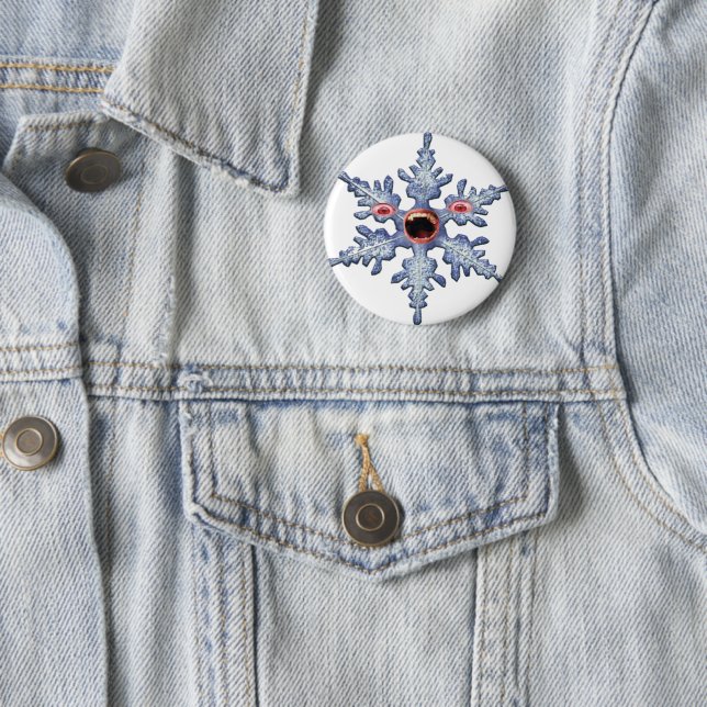 Funny Winter Snowflake Zombie Three Faces Horror Pinback Button (In Situ)