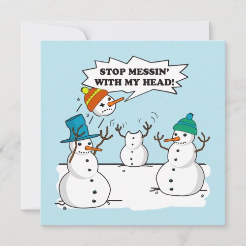 Funny Winter Snowmen Cartoon Joke Flat Holiday Card