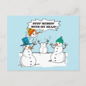 Funny Winter Snowmen Cartoon Joke Holiday Postcard (Front)