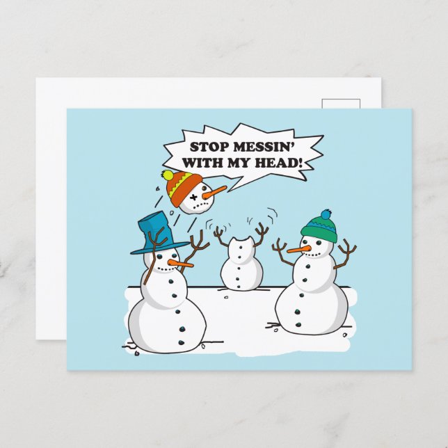 Funny Winter Snowmen Cartoon Joke Holiday Postcard (Front/Back)