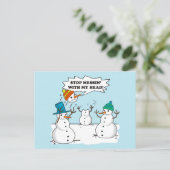 Funny Winter Snowmen Cartoon Joke Holiday Postcard (Standing Front)