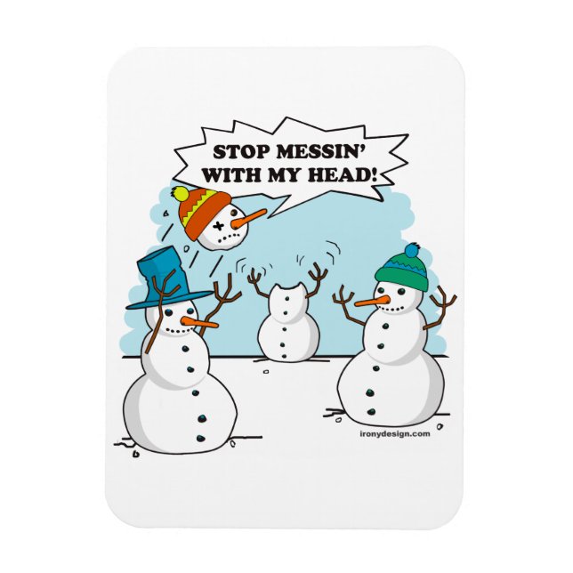 Funny Winter Snowmen Cartoon Magnet (Vertical)