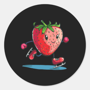 Funny Winter Sport Strawberry In Ice Skating Scute Classic Round Sticker