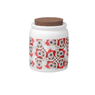 Funny Wire Fox Terrier Christmas Pattern Candy Jar
