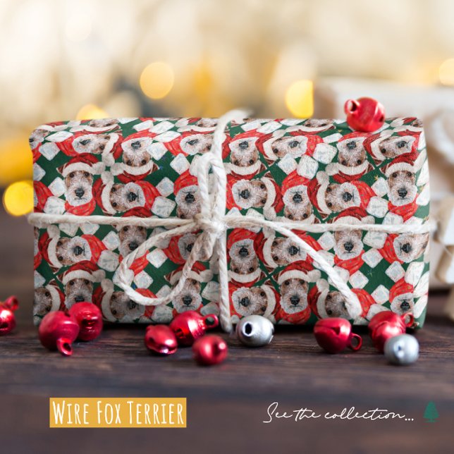 Funny Wire Fox Terrier Christmas Pattern Wrapping Paper (Creator Uploaded)
