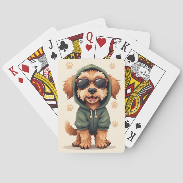 Funny Wirehaired Pointing Griffon Kawaii Dog Poker Cards (Back)