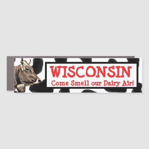 Funny Wisconsin Humor Cow Dairy Air Car Magnet