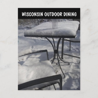 FUNNY WISCONSIN OUTDOOR DINING WINTER POSTCARD