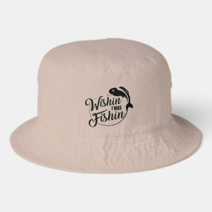 Funny wishin fishin word art bucket hat