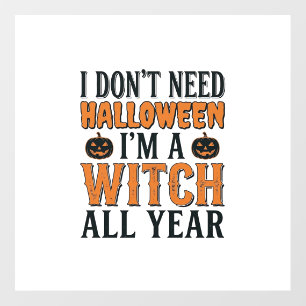 Funny Witch All Year Halloween Typography Design_1 Floor Decals
