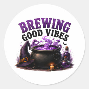 ✨ Funny Witch Brewing Halloween Saying 🧙 Classic Round Sticker
