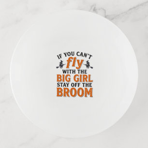 Funny Witch Broom Big Girl Halloween Shirt Design_ Trinket Tray