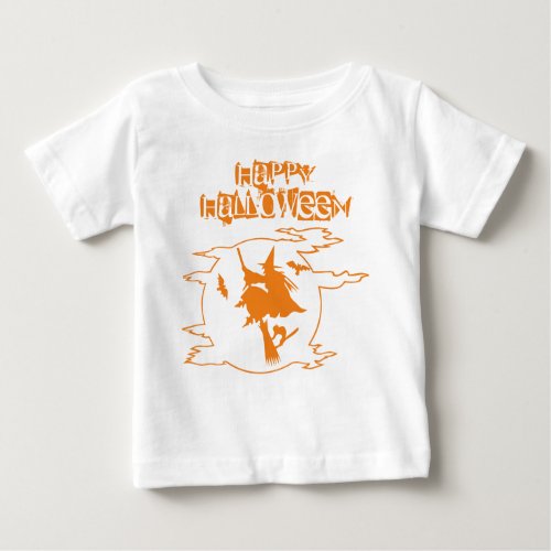 Funny Witch Broomstick World Halloween Typography Baby T_Shirt