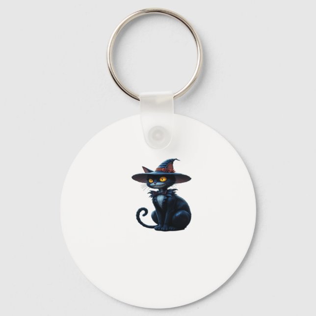 Funny Witch Cat � I�m Just Here to Stir the Pot �  Keychain (Front)