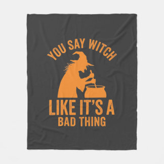 Funny Witch Cauldron Halloween Fleece Blanket