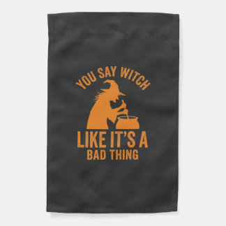 Funny Witch Cauldron Halloween Garden Flag