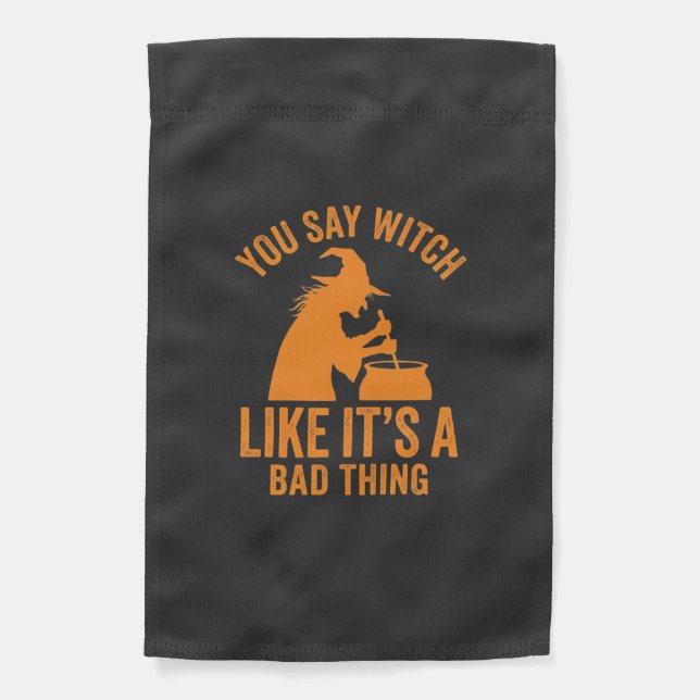 Funny Witch Cauldron Halloween Garden Flag (Front)