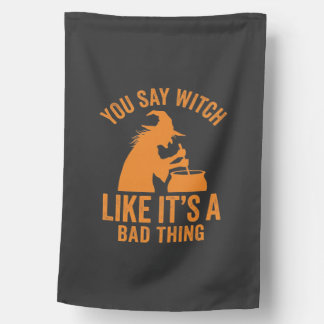 Funny Witch Cauldron Halloween House Flag