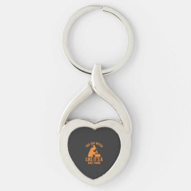 Funny Witch Cauldron Halloween Keychain (Front)