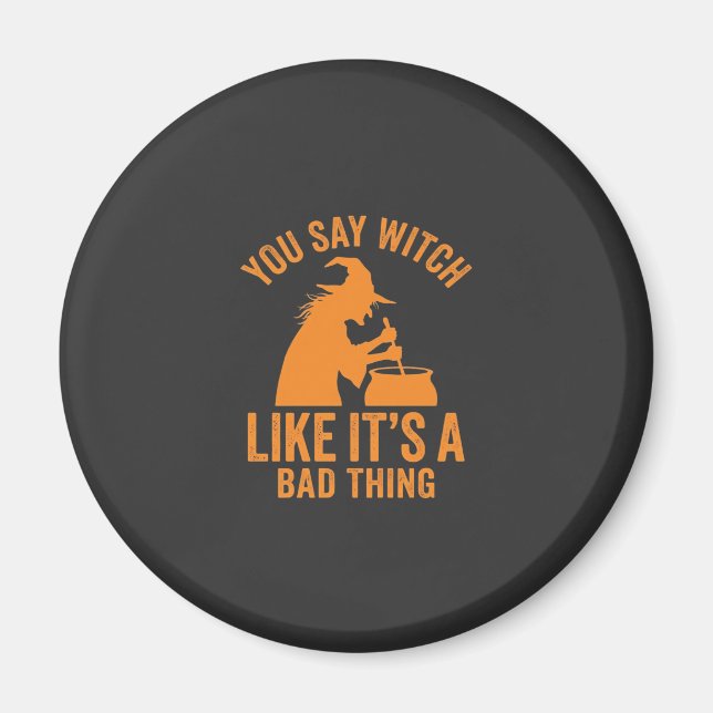 Funny Witch Cauldron Halloween Magnet (Front)