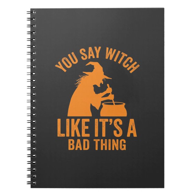 Funny Witch Cauldron Halloween Notebook (Front)
