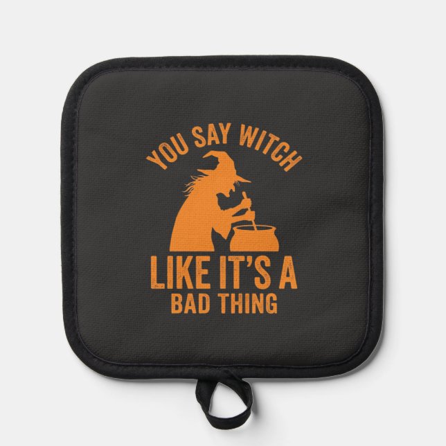 Funny Witch Cauldron Halloween Pot Holder (Front)