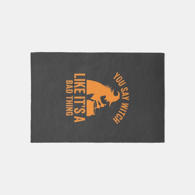 Funny Witch Cauldron Halloween Rug (Front)