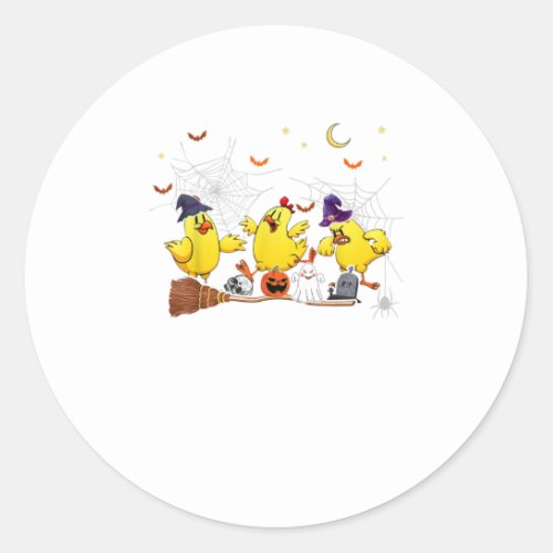 Funny Witch Chickens Halloween Chicken Lover Classic Round Sticker