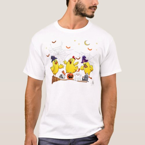 Funny Witch Chickens Halloween Chicken Lover T_Shirt