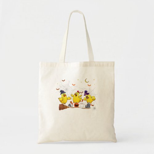 Funny Witch Chickens Halloween Chicken Lover Tote Bag