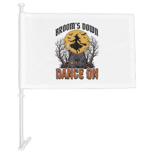 Funny Witch Dancer Vintage Halloween Engraving Shi Car Flag