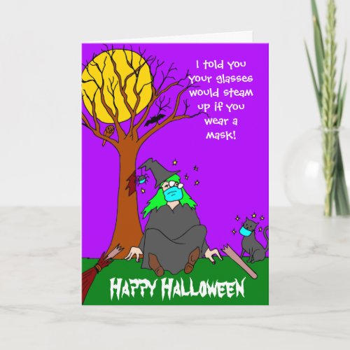 Funny Witch Face Mask Halloween Card
