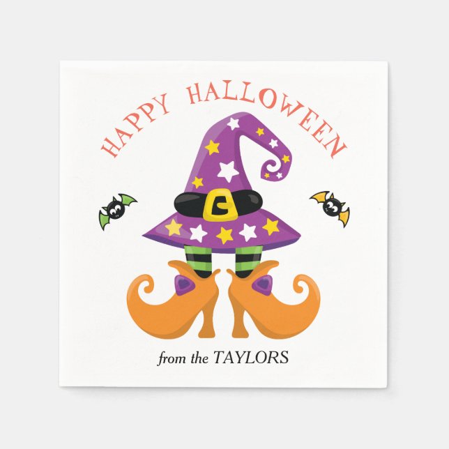 Funny Witch Feet Halloween Napkins (Front)